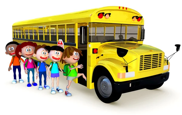 3D niños yendo a la escuela en autobús — Foto stock © andresr ...