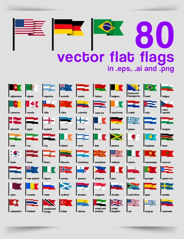 80 banderas del mundo en vectores | Pesede.com