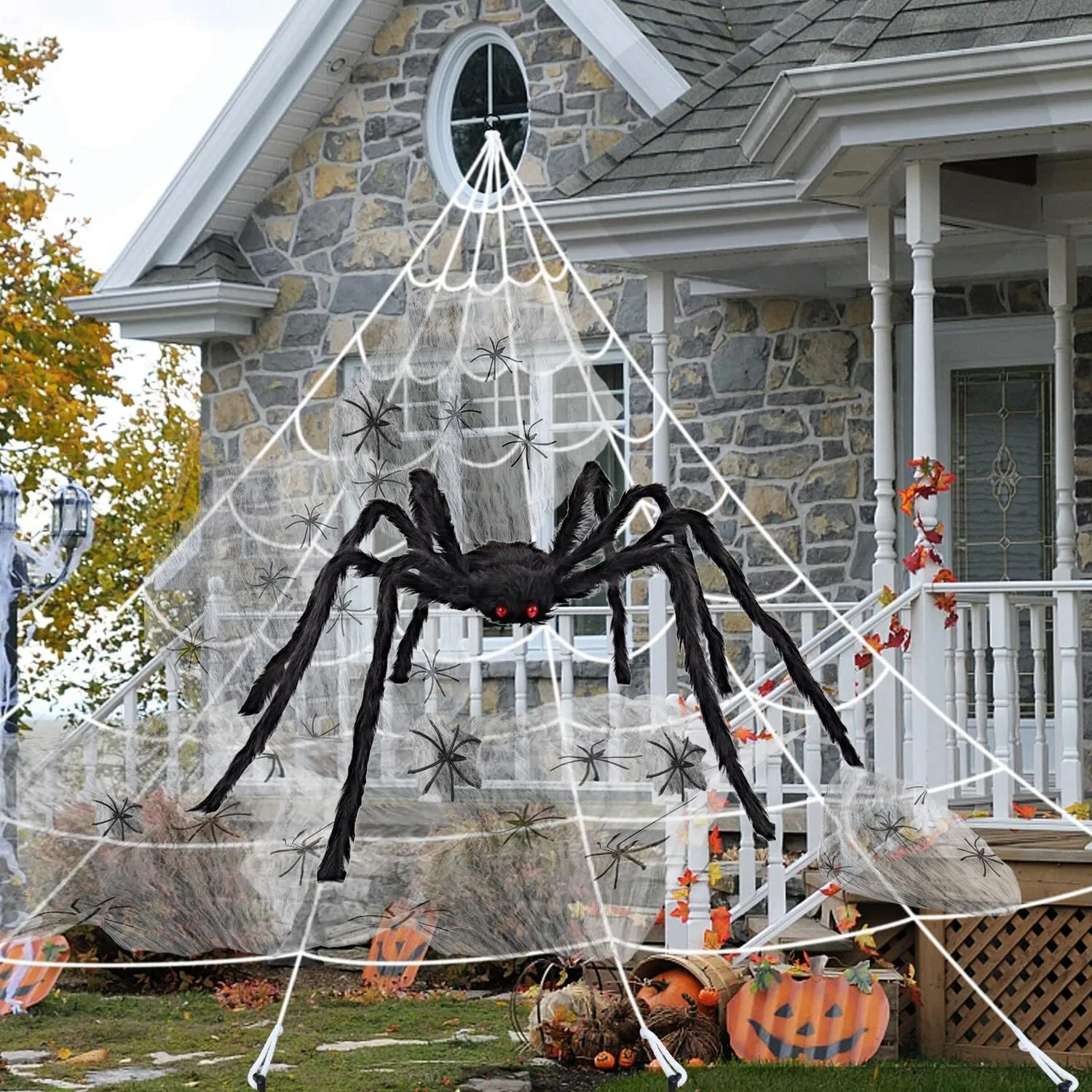 AISENO Decoración de Halloween de 200 Pulgadas de telaraña y araña Gigante  de 78 Pulgadas de araña Virtual Realista para decoración de Interiores y  Exteriores : Amazon.com.mx: Juguetes y Juegos