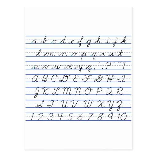 Diagrama del alfabeto inglés en escritura cursiva tarjetas ...
