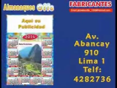 Almanaques Calendarios JIMI -El Cercado de Lima Telf 4282736 - YouTube