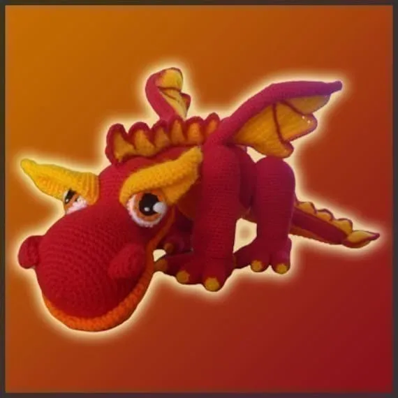 Amigurumi Patron Crochet JJ El Dragón de Fuego por DeliciousCrochet