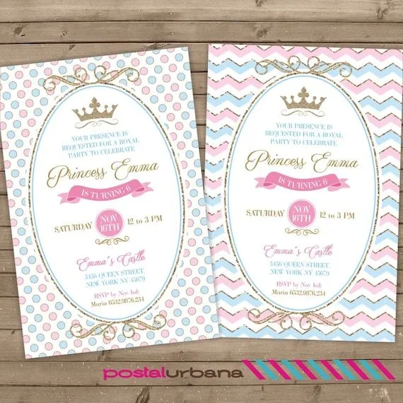 Princesas invitacion Corona invitacion Baby Shower por PostalUrbana