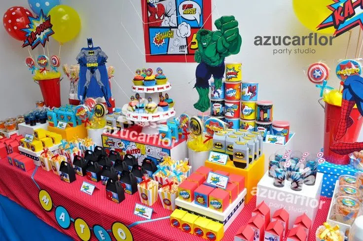 AZUCAR FLOR party studio: mesa de dulces | C. Superheroes ...