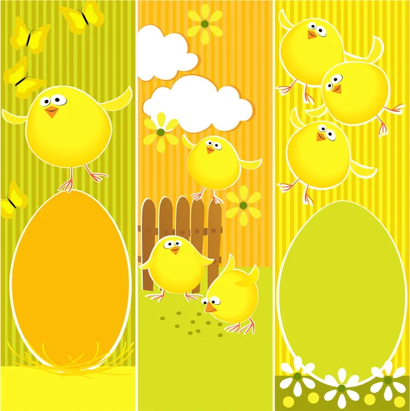 Banners de Pascua con pollos graciosos — Vector stock © agnieszka ...