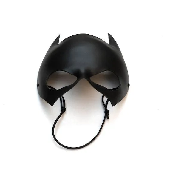 Batgirl Leather Mask Batwoman Catwoman Halloween Black por LMEmasks