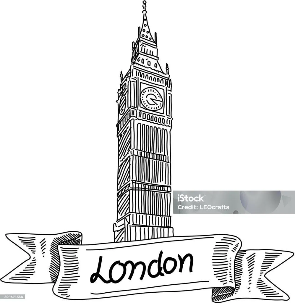 Big Ben Tower Londres El Dibujo Illustracion Libre de Derechos ...