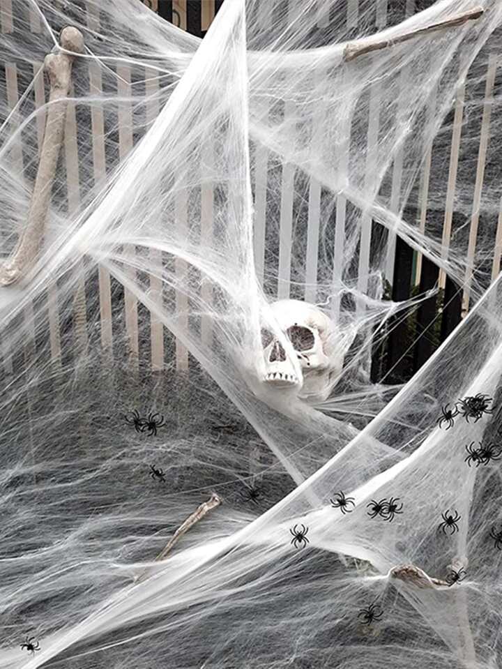 blanco elástico telaraña artificial telaraña Halloween Decoración fiesta  escena Accesorios horror casa casa adorno Accesorios | Moda de Mujer |  SHEIN México
