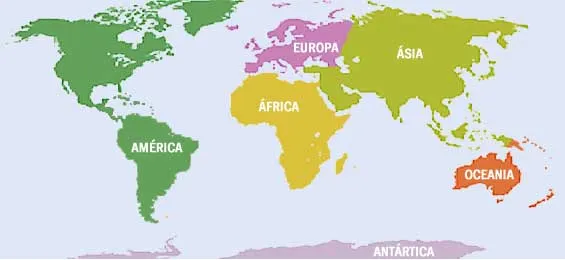 Mapa mundi por continentes - Imagui