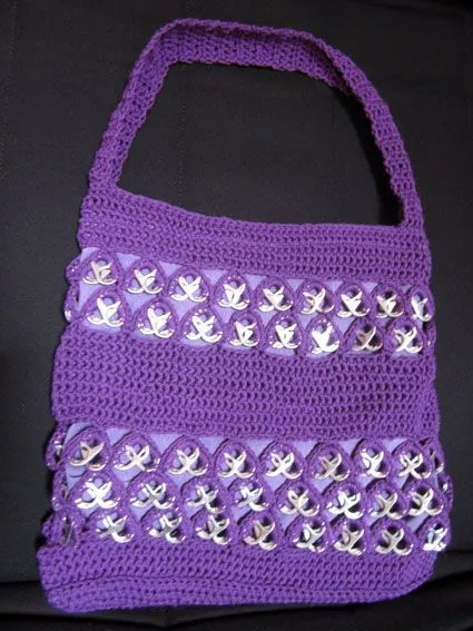 Bolso de crochet en algodón con anillas de lata | bolsas | Pinterest
