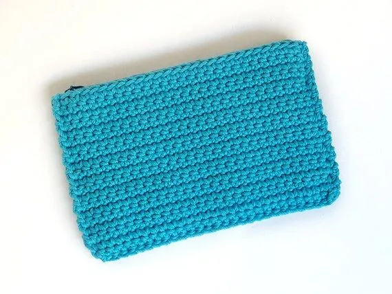Bolso de mano de crochet de algodón turquesa por SILAYAYA en Etsy