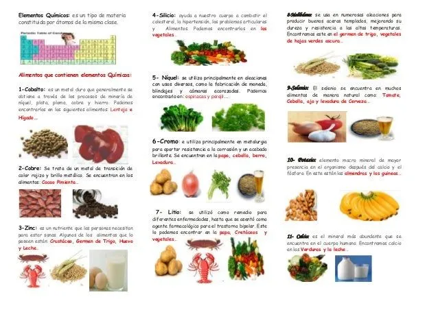 Brochure Alimentos que contienen Elementos Químicos