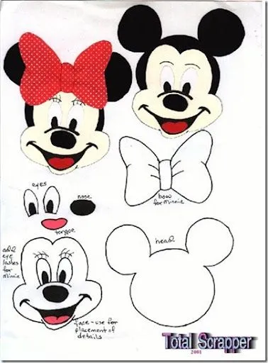 Cabeza de Mickey y Minnie Mouse moldes para fieltro o foam | Busco ...