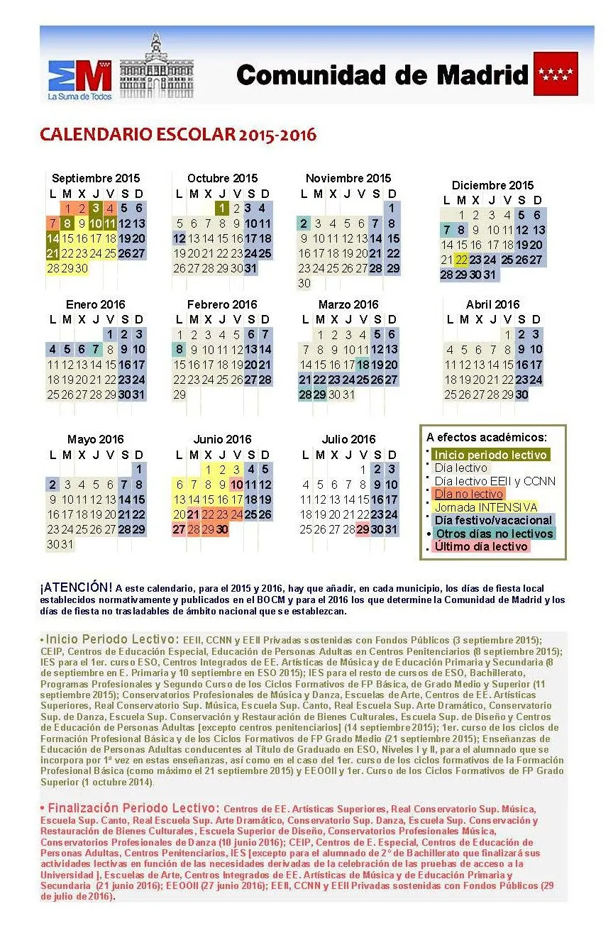 Calendario Escolar | AMPA Federico Garcia Lorca