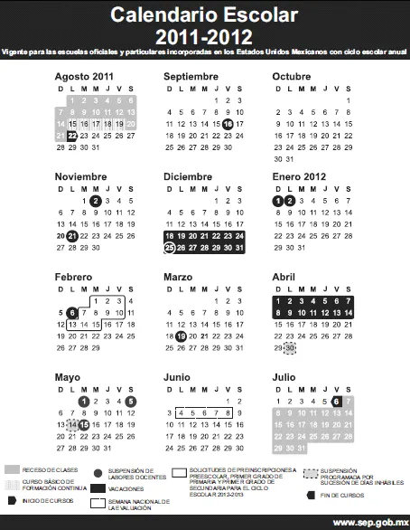 Calendario SEP 2011-2012 - La Economia