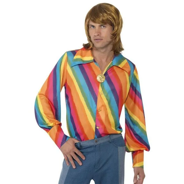 Camisa arco iris de los 70 para hombre Accesorios de hippies ...