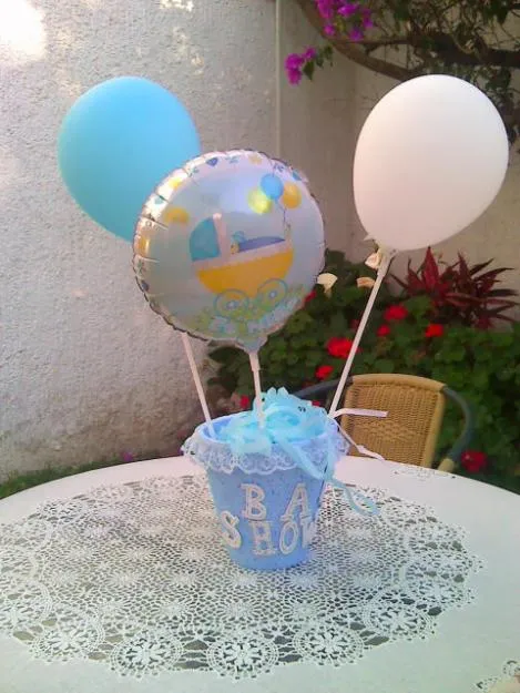 Centro de mesa para baby shower con globos | Recuerdos para Baby ...