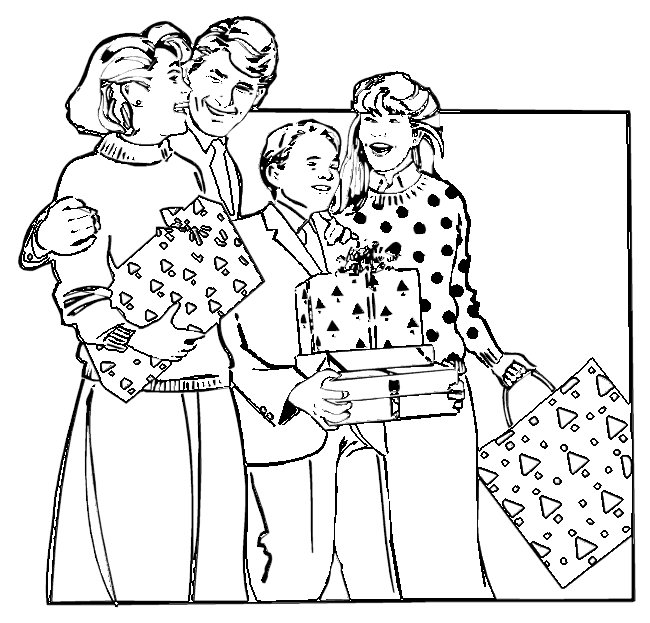 Christmas Family Coloring Pages | Realistic Coloring Pages