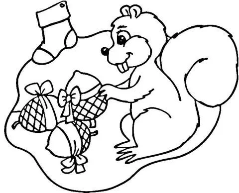 Christmas for Squirrel coloring page | Super Coloring