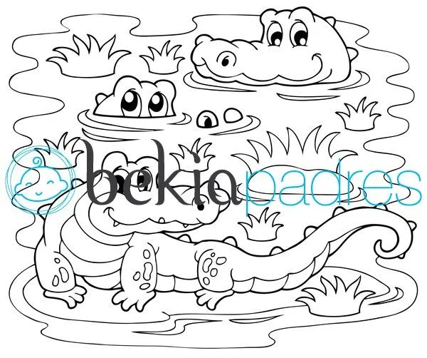 Cocodrilos en el lago: dibujo para colorear