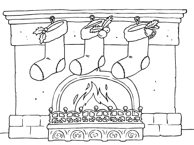 Colorear Calcetines navideños en la chimenea - Dibujos de Postales ...