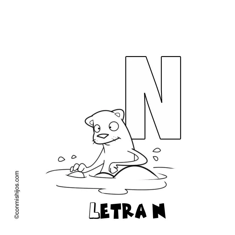 Letra N: Dibujos para colorear