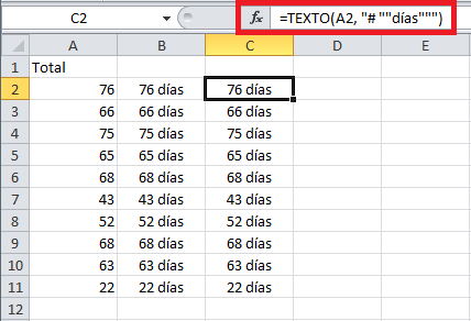 Combinar texto y números en una celda - Excel Total