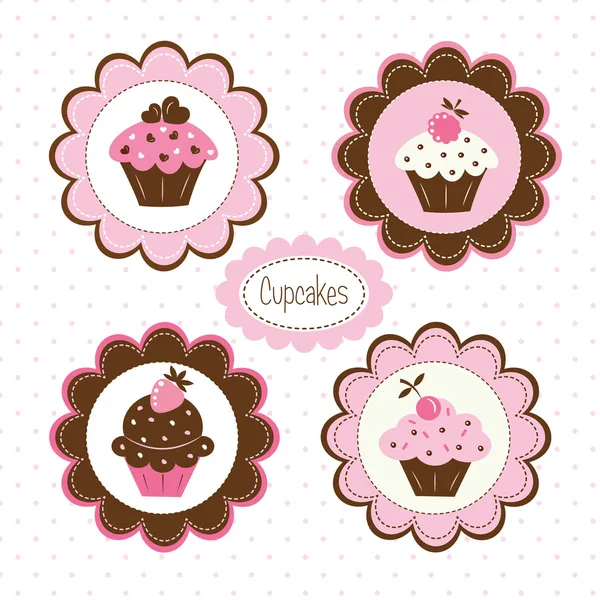 Conjunto de etiquetas cupcakes — Vector stock © Annata78 #19591395