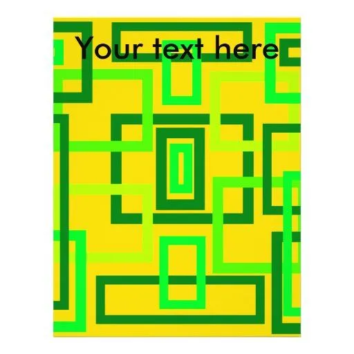 Cuadrados verdes claros retros en fondo amarillo folleto 8.5" x 11 ...