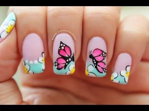 Decoración de uñas flores neon - Neon flowers nail art - YouTube ...
