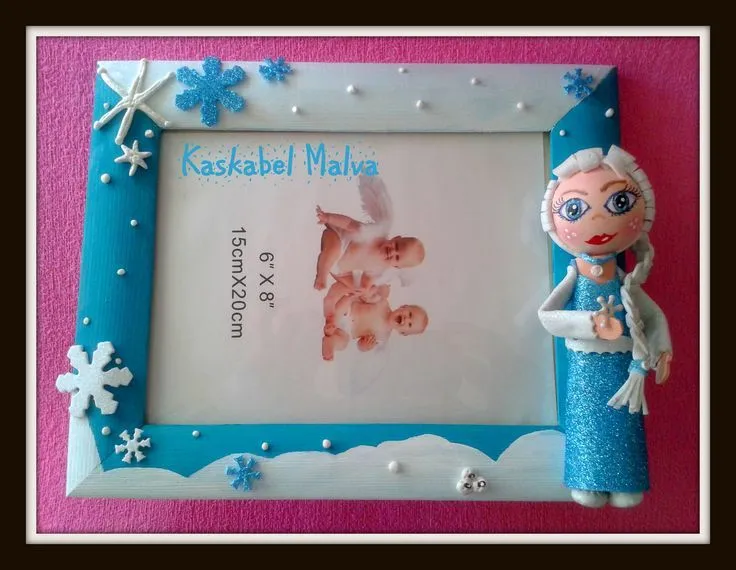 Decorated frame in foamy - Elsa de Frozen en goma eva con marco ...