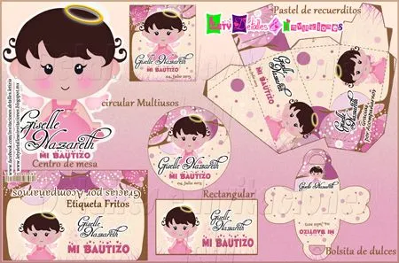 Detalles e invitaciones x Letici@ B.: Kit Bautizo Para Niña Angelita