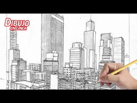 dibuja una ciudad a 2 puntos de fuga (explicado) - YouTube
