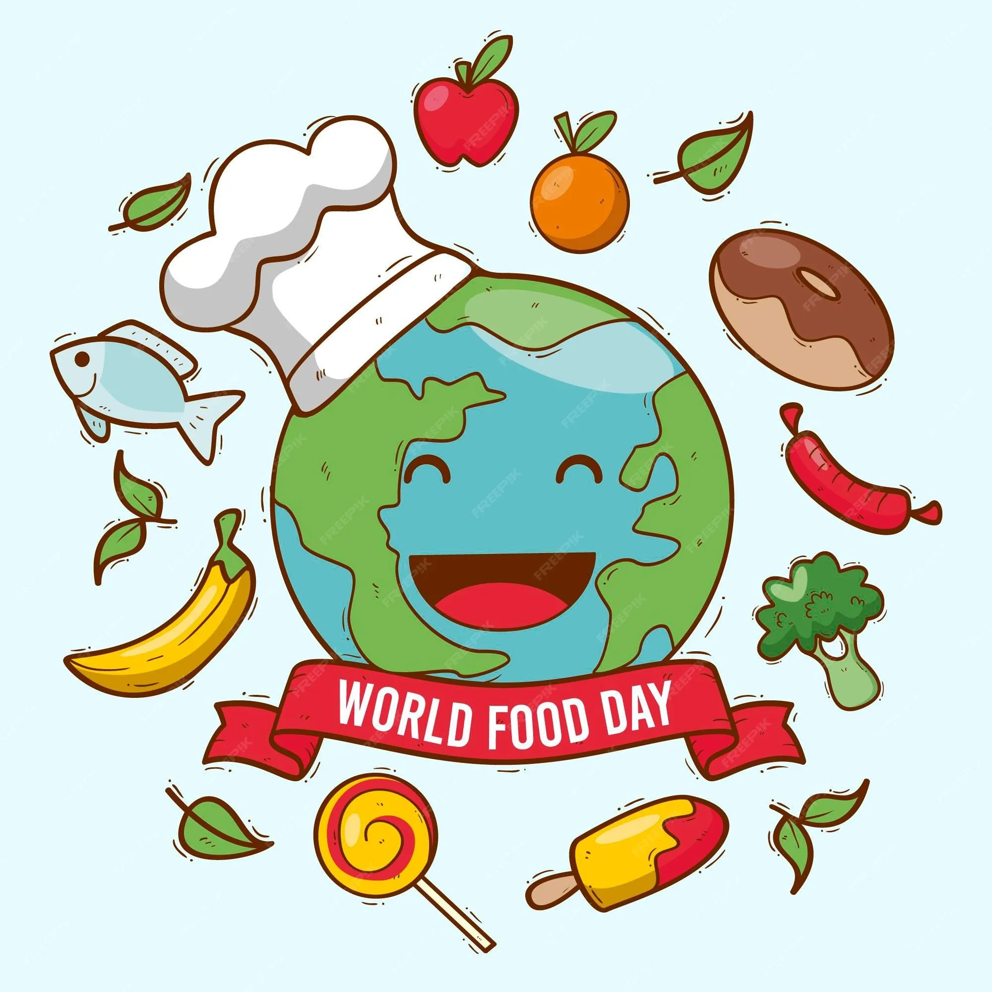 Dibujado a mano día mundial de la alimentación | Vector Gratis
