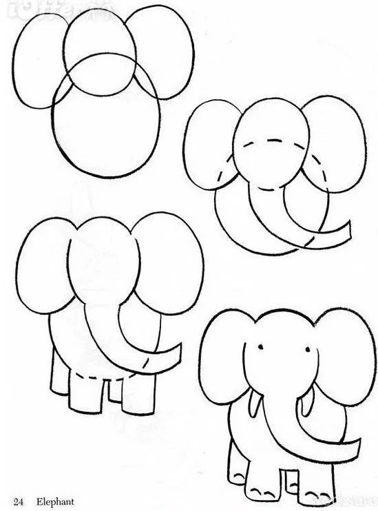 como dibujar elefantes Gráficos que muestran como dibujar partes ...
