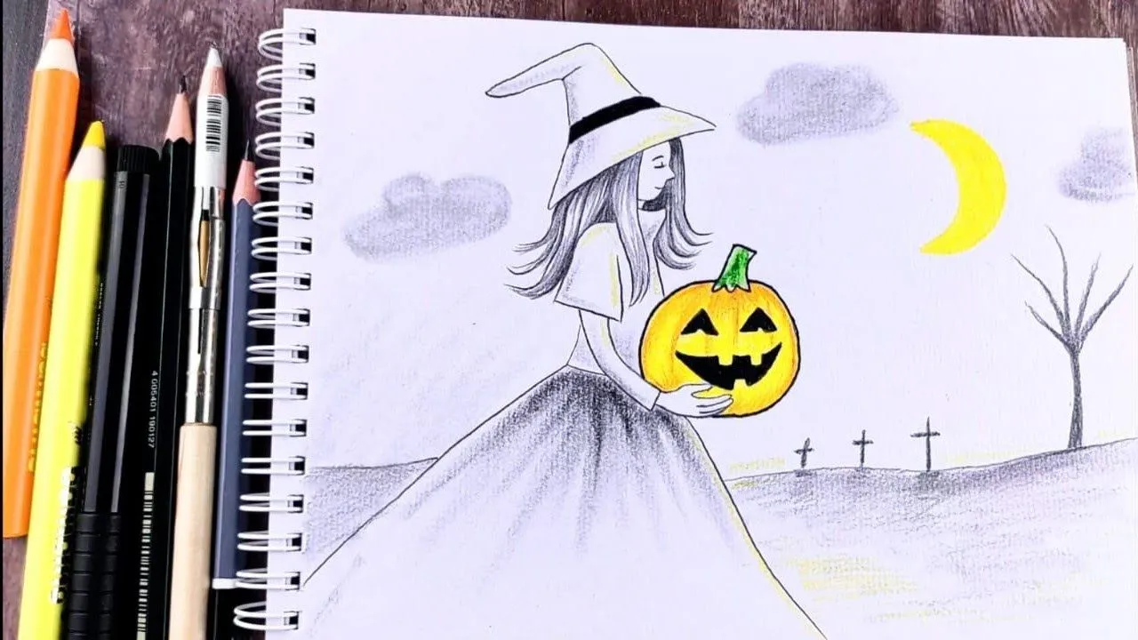 Como dibujar una niña con una calabaza / Dibujo sencillo para Halloween -  YouTube