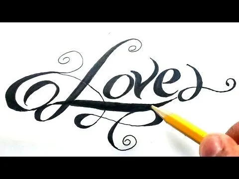 Como dibujar la palabra love paso a paso - (How to draw love in ...