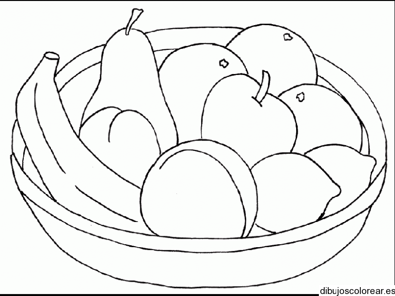 Dibujo de una cesta con frutas variadas | Dibujos para Colorear
