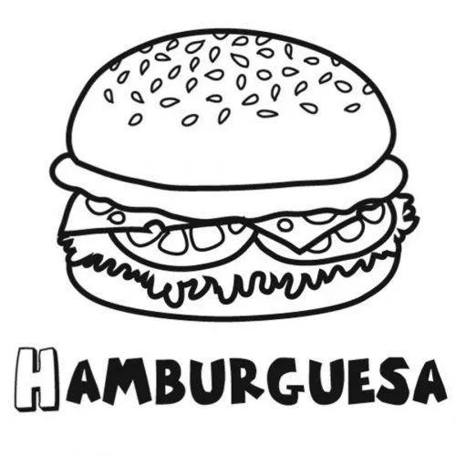Dibujo para colorear de una hamburguesa - Dibujos para colorear de ...