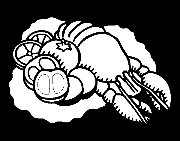 Dibujo de Langosta con verduras para Colorear Dibujo de Langosta con verduras para Colorear