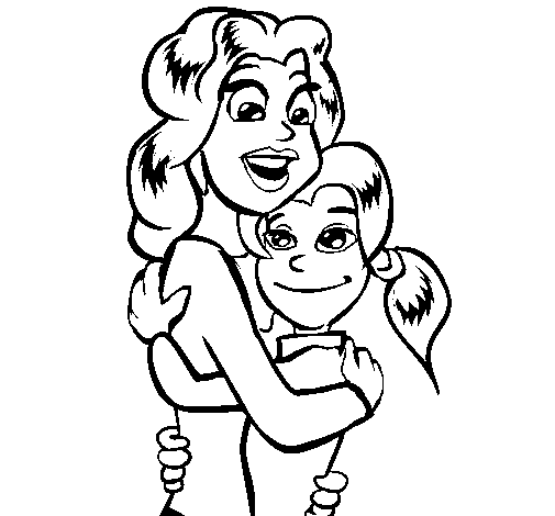 Dibujo de Madre e hija abrazadas para Colorear - Dibujos.net