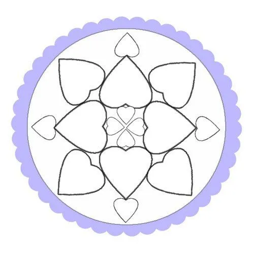 Dibujo de un mandala de corazones para pinar - Mandalas para ...