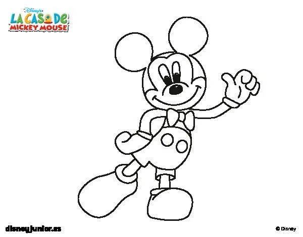 Dibujo de Mickey saludando para Colorear - Dibujos.net