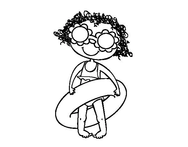 Dibujo de Niña con gafas florales para Colorear - Dibujos.net