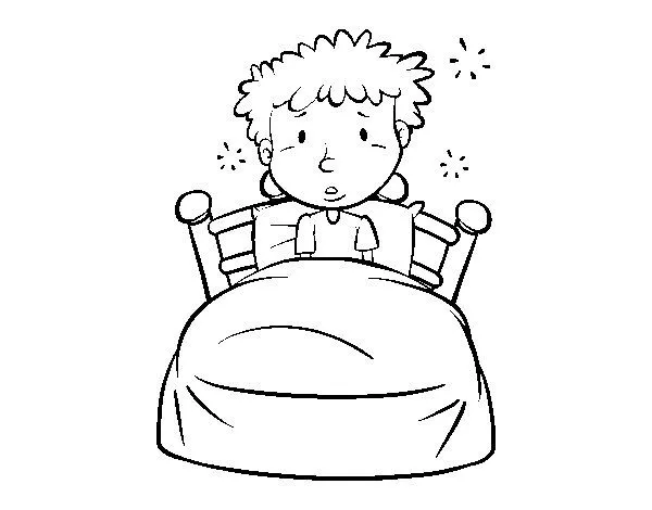 Dibujo de Niño en la cama para Colorear - Dibujos.net