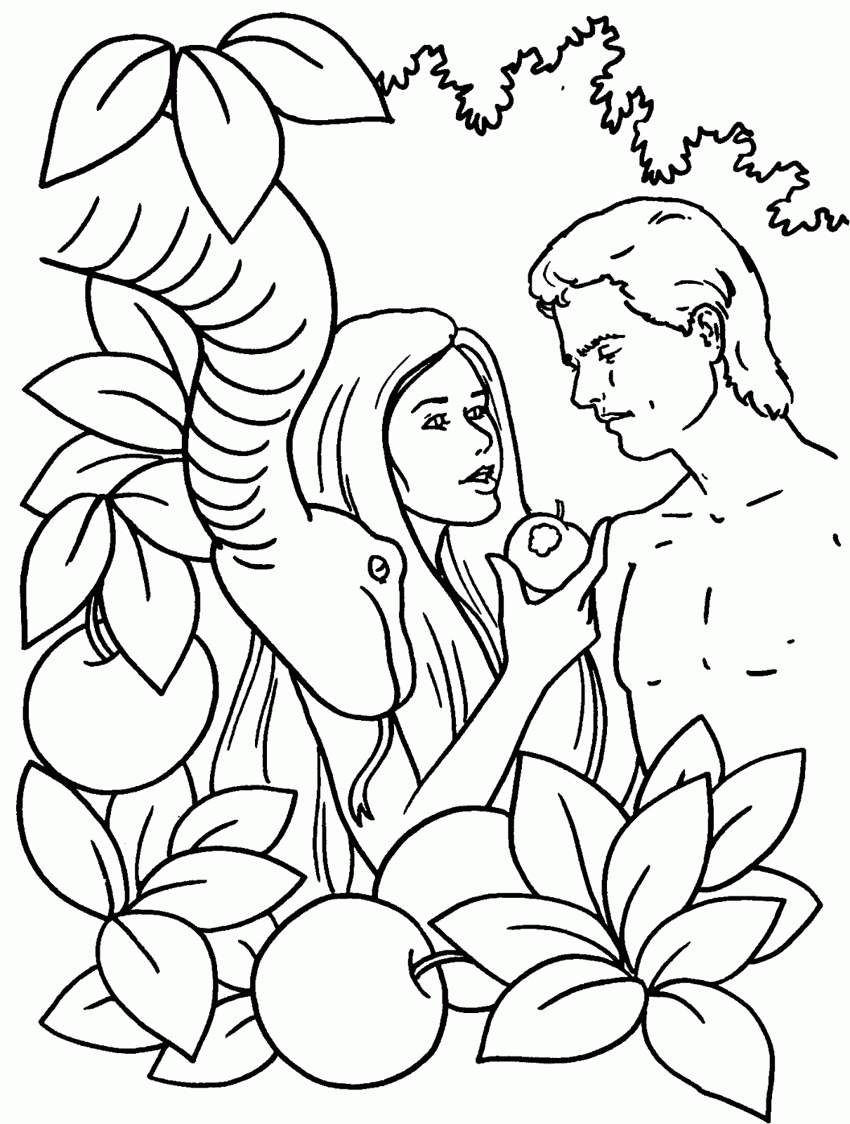 Dibujo del Pecado de Adán y Eva para colorear ~ Dibujos para ...