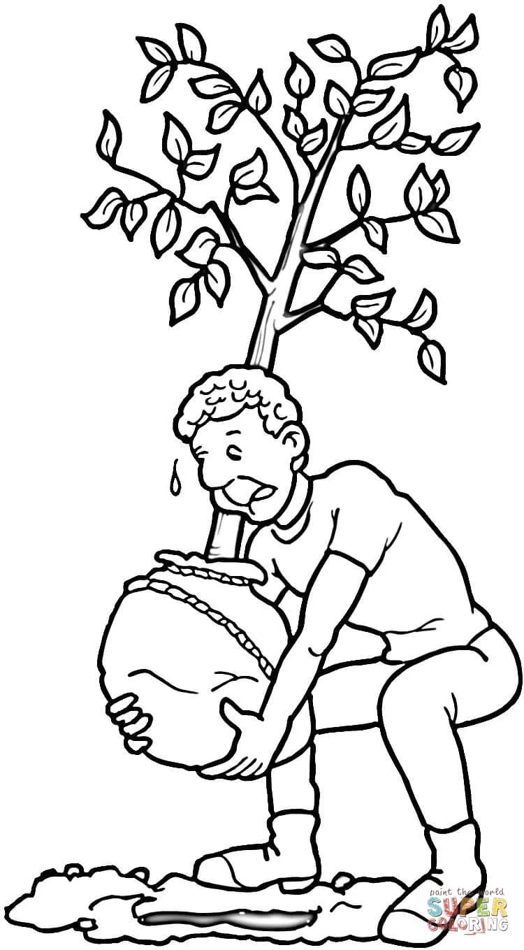 Dibujo de Plantar un Árbol para colorear | Dibujos para colorear imprimir  gratis