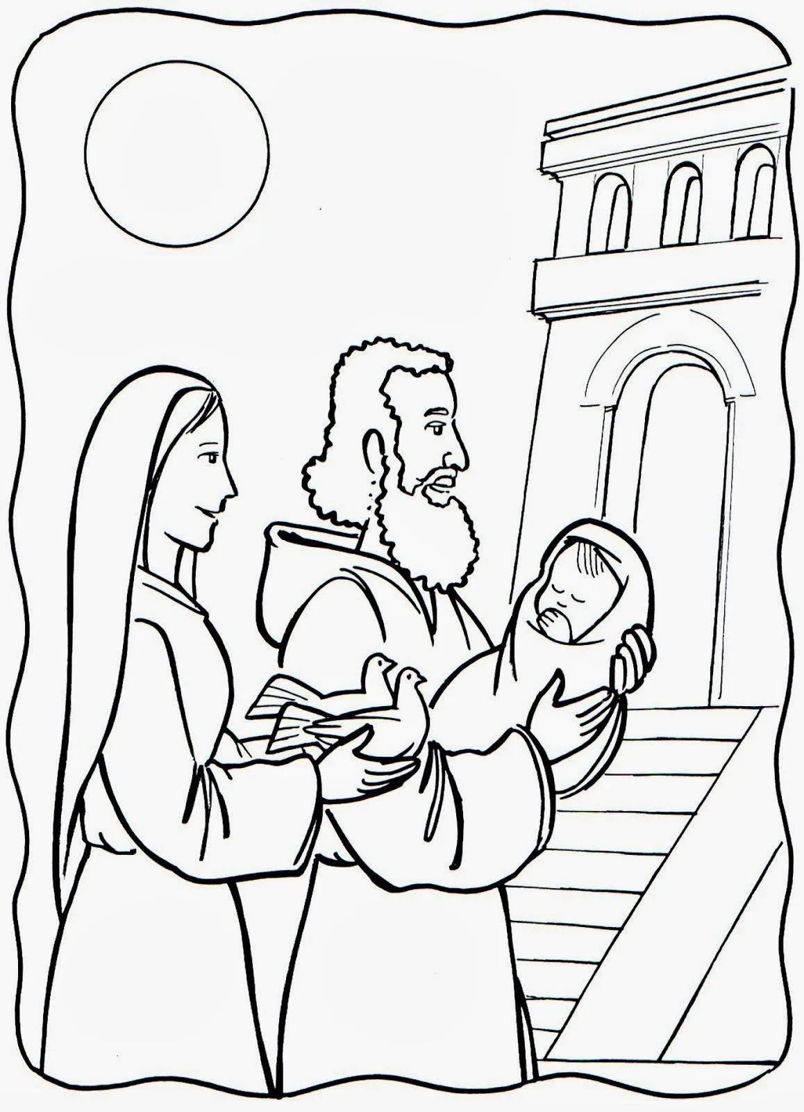Dibujo de Presentacion de Jesus en el templo para colorear ...