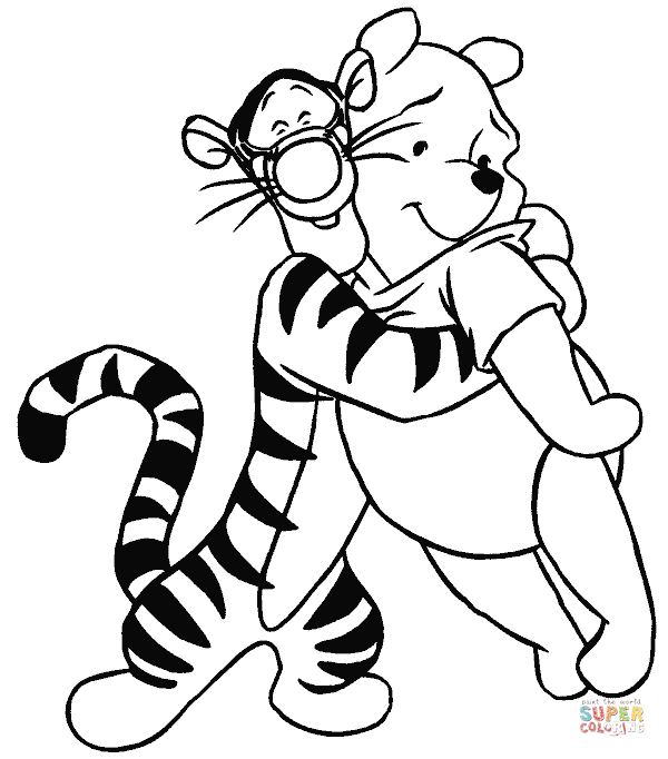 Dibujo de Tigger Abrazando a Pooh para colorear | Dibujos para ...