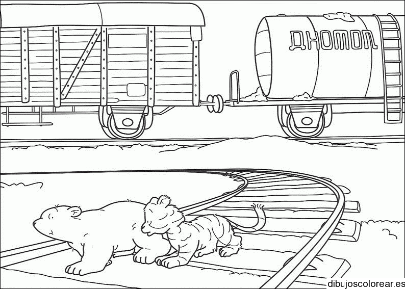 Dibujo de un tren en la vía | Dibujos para Colorear